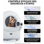 Caméra intégrée litière autonettoyante avec vision nocturne.