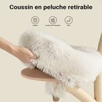 Niche douillette en peluche beige sur arbre à chat Fudajo