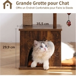 tour pour chat design marron avec griffoirs en jute