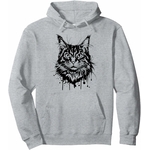 sweat à capuche motif tête Maine Coon artistique