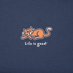 T-shirt vintage crusher Life Is Good coton bio femme motif chat