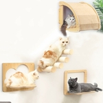 Installation facile arbre à chat mural bois clair