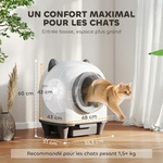 Litière autonettoyante PawHut 80L pour chats multiples