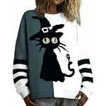 pull vintage d’Halloween avec chat et citrouille