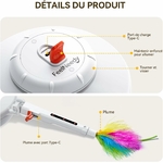 FEELNEEDY jouet chat rechargeable USB-C avec plumes cachées