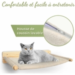 Chat adulte allongé sur hamac mural bois massif