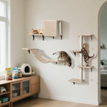 mur d’escalade pour chat Zvonema beige avec pont suspendu