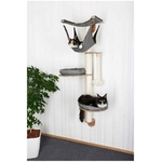 Arbre à chat mural gris avec hamac et coussin amovible pour chat confortable