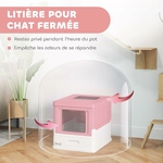 Dessus grillagé bac à litière luxe pour chat anti-éclaboussures sol propre.