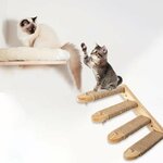 Étagere-Murale-Luxe-Chat-Bois-Pin-Naturel-Griffoir-Jute-Sisal
