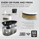 Fontaine luxe sans fil pour chat noir acier inoxydable bien-être félin.