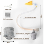 Souris électrique roulante premium pour chat design raffiné Migipaws en action.