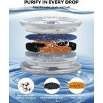 Charbon actif filtre purifiant eau robinet chat design sophistiqué.