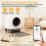 Litière chat autonettoyante Devoko avec mode nuit, discrète dans une chambre.