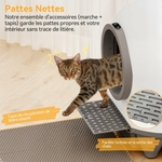 Litière chat autonettoyante Devoko avec mode nuit, discrète dans une chambre.