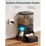 Double trémie PalNests pour chat : croquettes et freeze-dried séparés luxe design.
