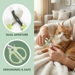 Coupe-griffes double trou vert sécurisé accessoire chat premium.