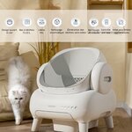 Bac à litière chat grande race 15kg design ouvert sécurisé