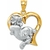 Pendentif cœur en or jaune 14 carats avec motif chat amoureux