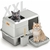 toilette chat en acier inoxydable couvert avec pelle incluse