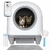Vue de face de la litière chat autonettoyante Devoko 90L, design blanc raffiné.