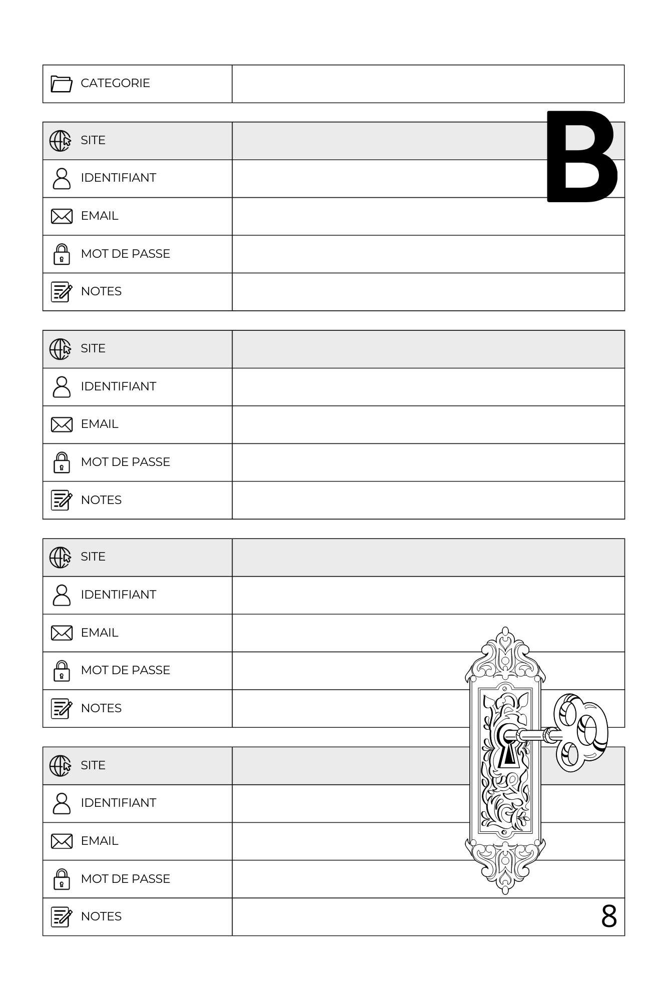 carnet de mot de passe (6 x 9 po) (15)