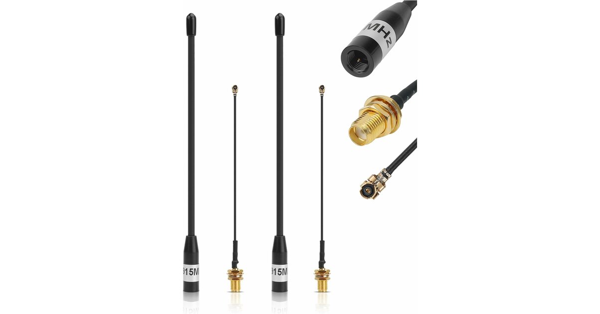 2 Antenne 868MHz 10dBi Per LoRa – SMA Maschio, 19.5cm, IP67, Con 2 Cavi U.FL A SMA Femmina Per ESP32 E LoRa32 V3