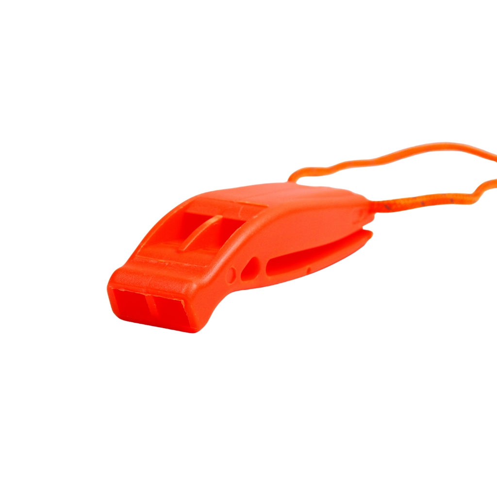 Sifflet de détresse survie orange avec cordon