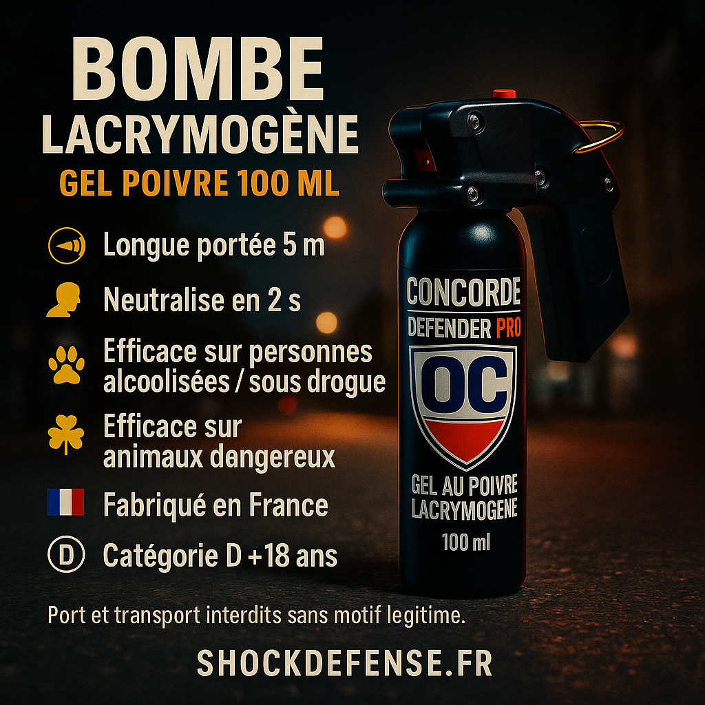 Bombe poivre lacrymogène puissante gel