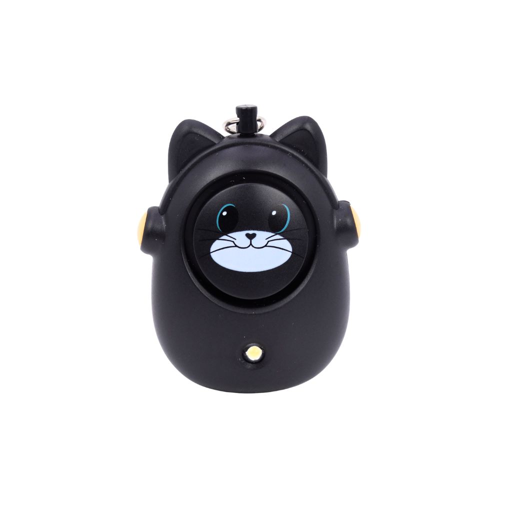 Alarme Personnelle Anti-Agression Chat Noir – 130dB &amp; Étanche