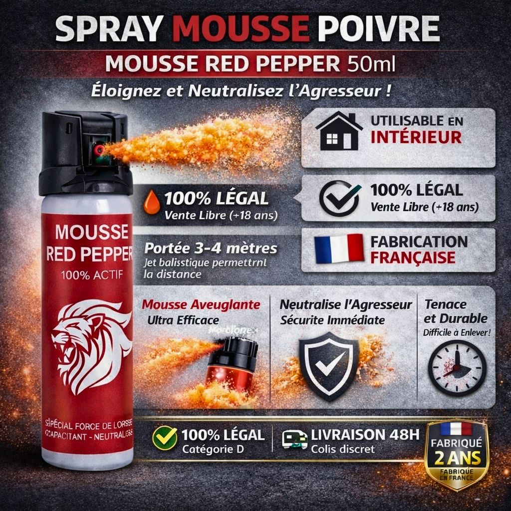 bombe lacrymogène mousse poivre legal