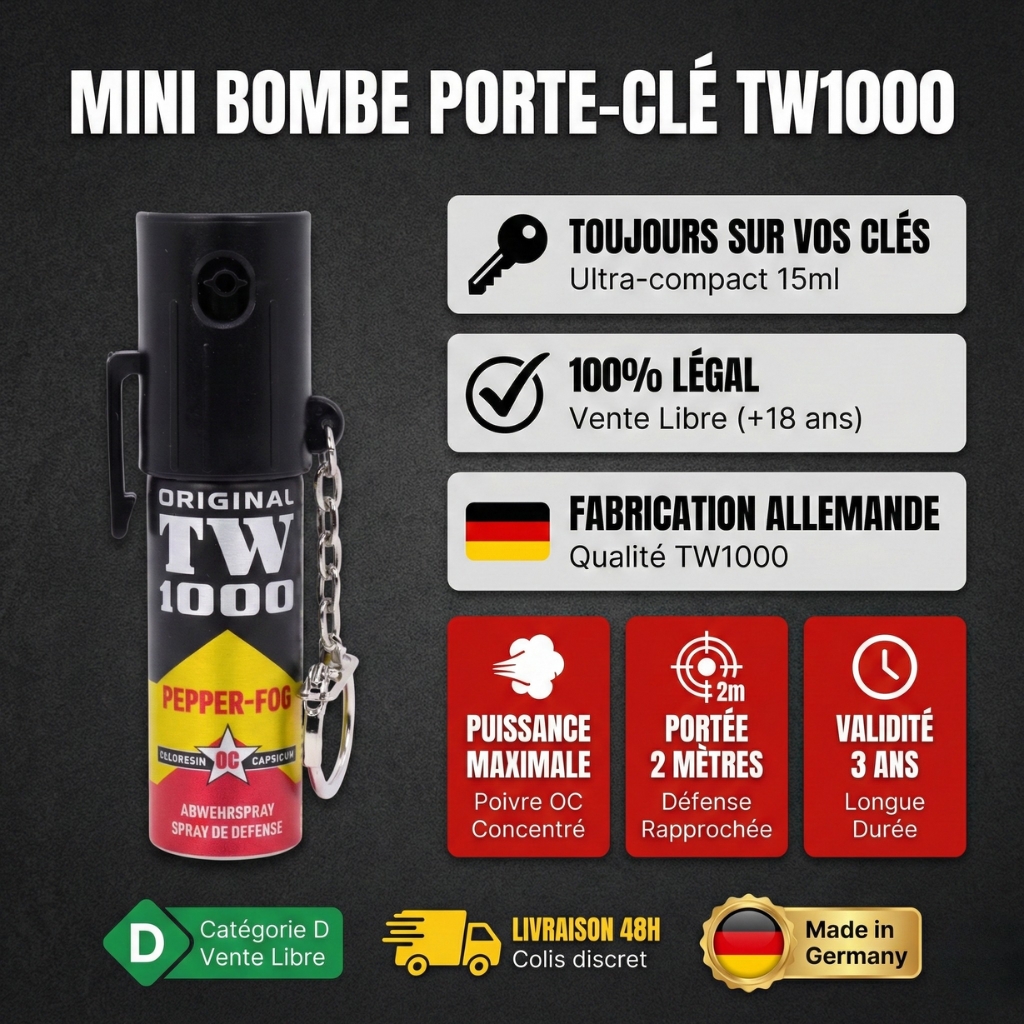 Mini bombe de défense porte-clé 15ml Gaz Poivre - tw1000