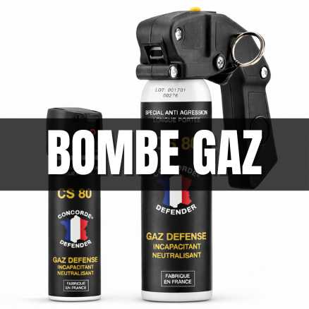 Bombe lacrymogène gaz - spray gaz CS ou gaz poivre