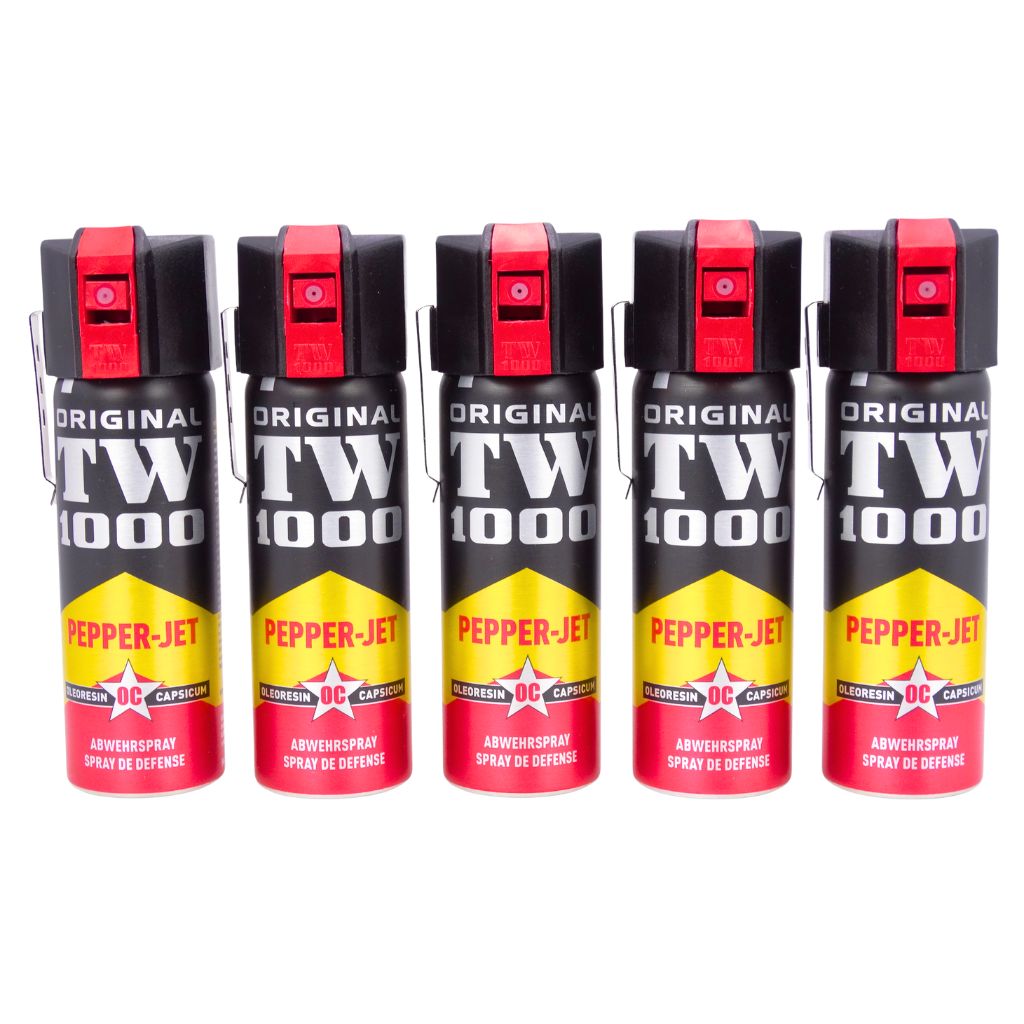 Pack de 5 Bombes lacrymogènes Jet Poivre 63 ml longue portée