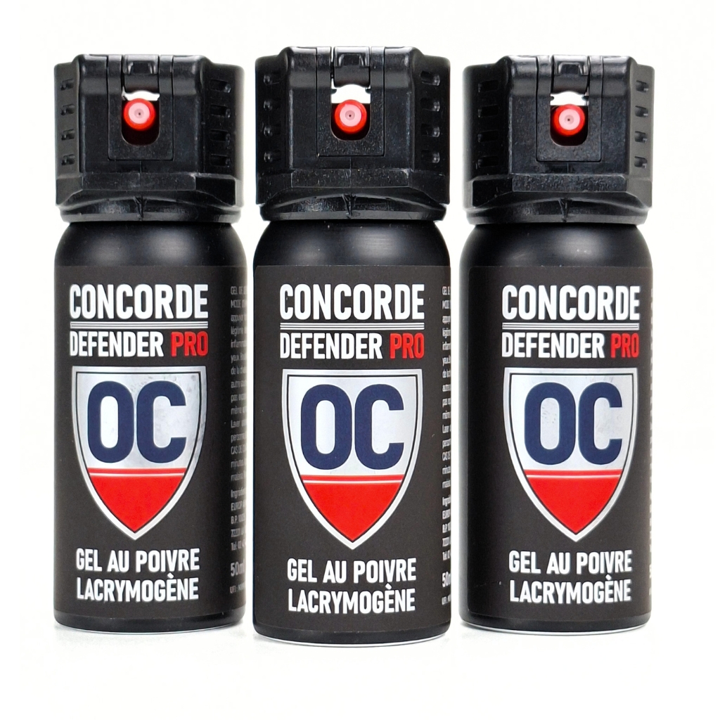 Bombe au poivre 50 ml concorde defender pro - pack de 3 - shockdefense
