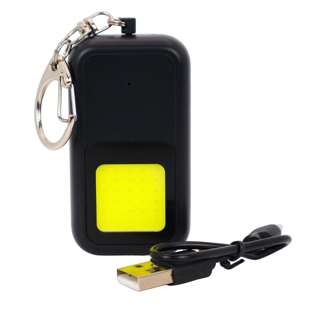 Porte-clé alarme AlertShock noir et son câble de recharge USB-C