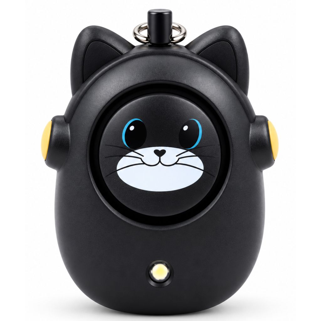 Alarme Personnelle Anti-Agression Chat Noir – 130dB &amp; Étanche