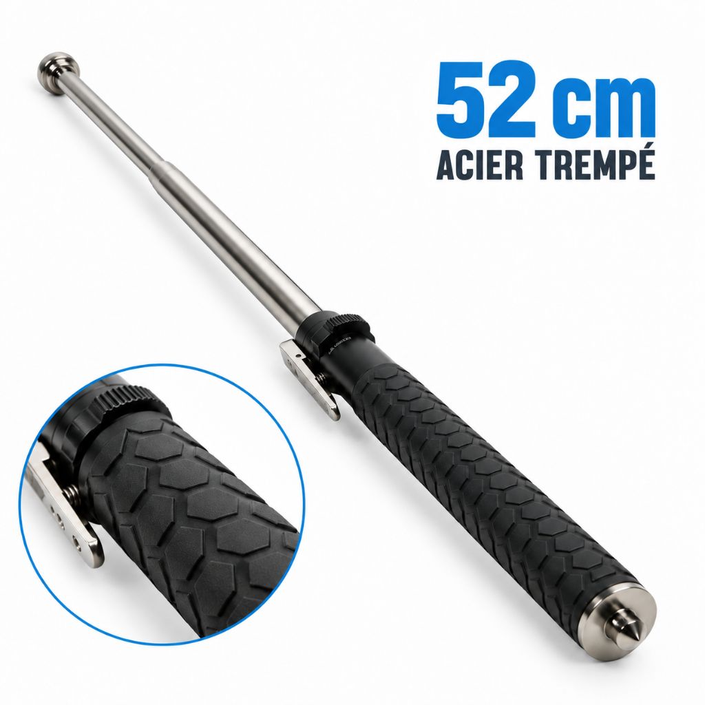Matraque télescopique automatique en acier trempé 52 cm