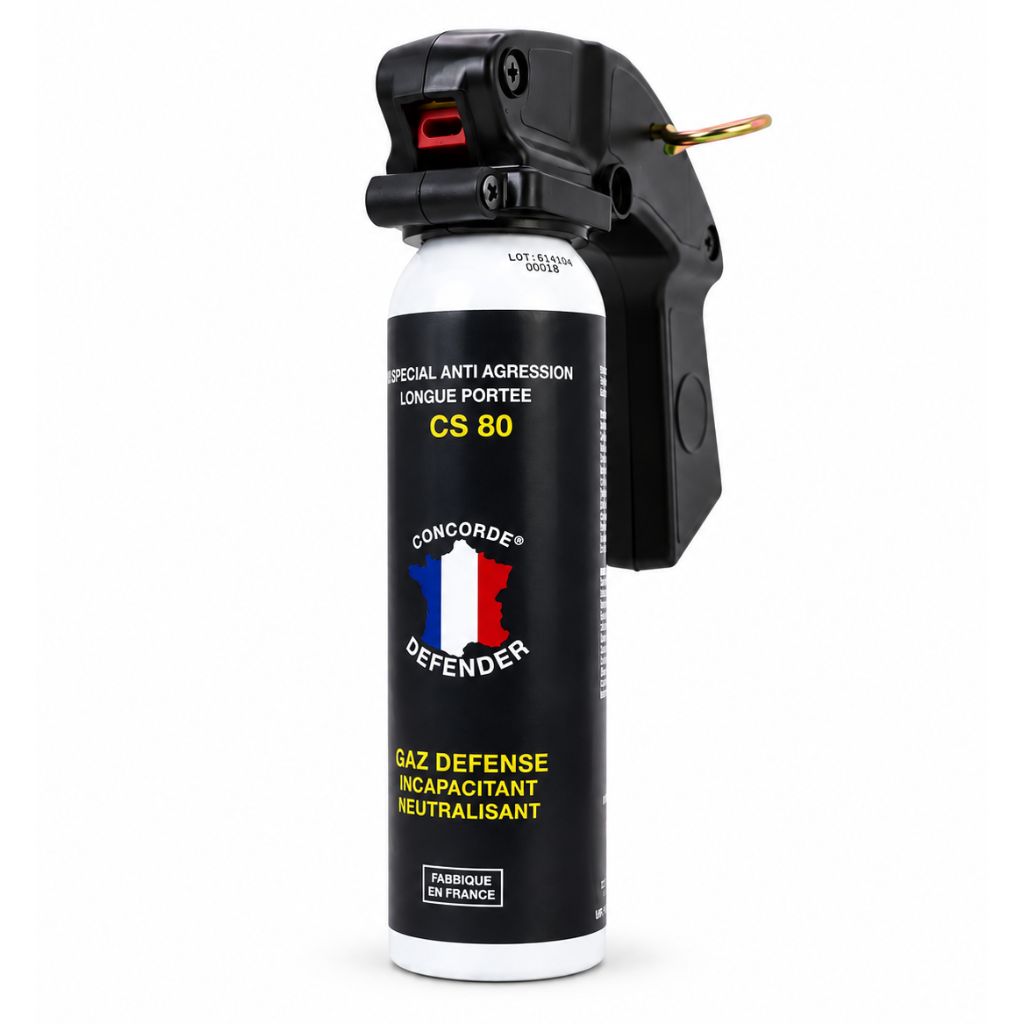 gazeuse gaz cs grand format 100 ml marque cpncorde defender, vue de profil
