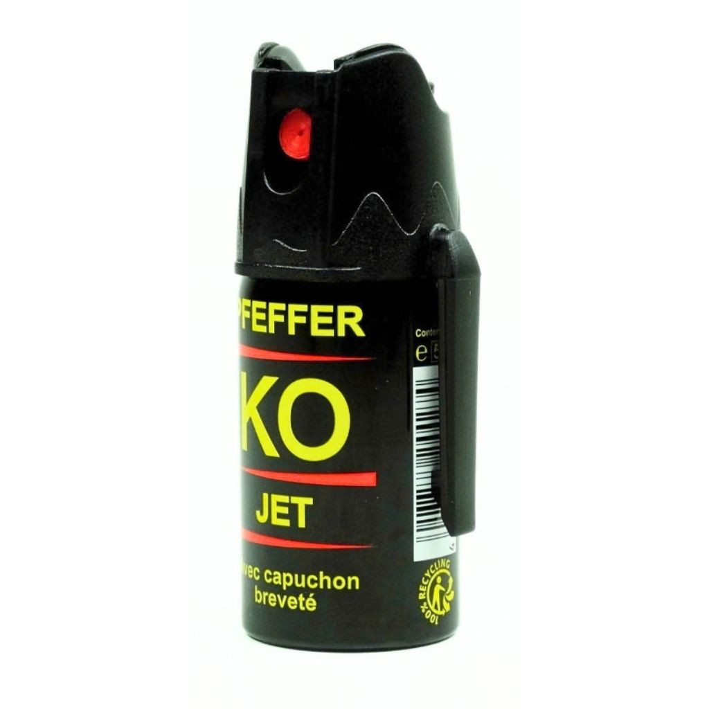 Pfeffer-KO Jet 40 ml, aérosol de défense au poivre OC portée 4 mètres