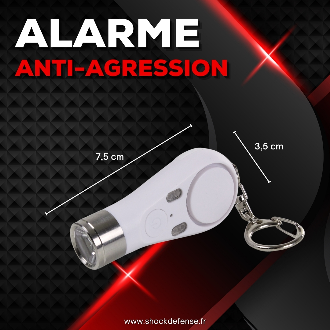 Alarme anti-agression rechargeable blanche
