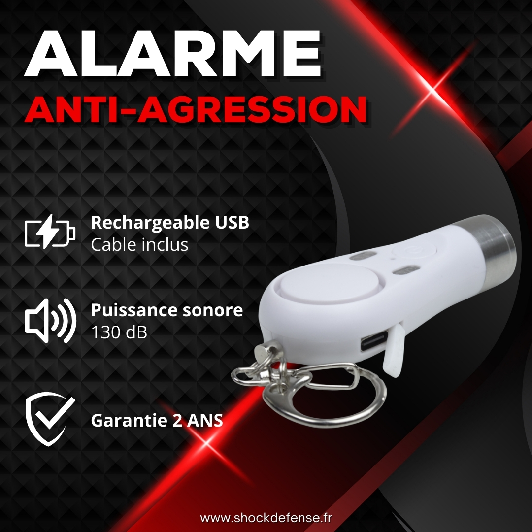 meilleur Alarme anti-agression rechargeable blanche