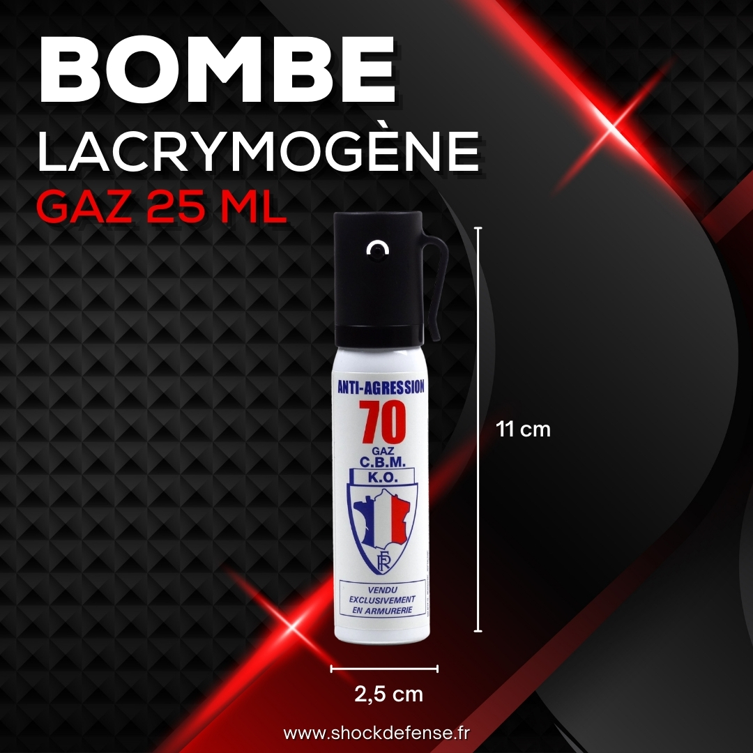 Bombe de défense gaz cs 25 ml