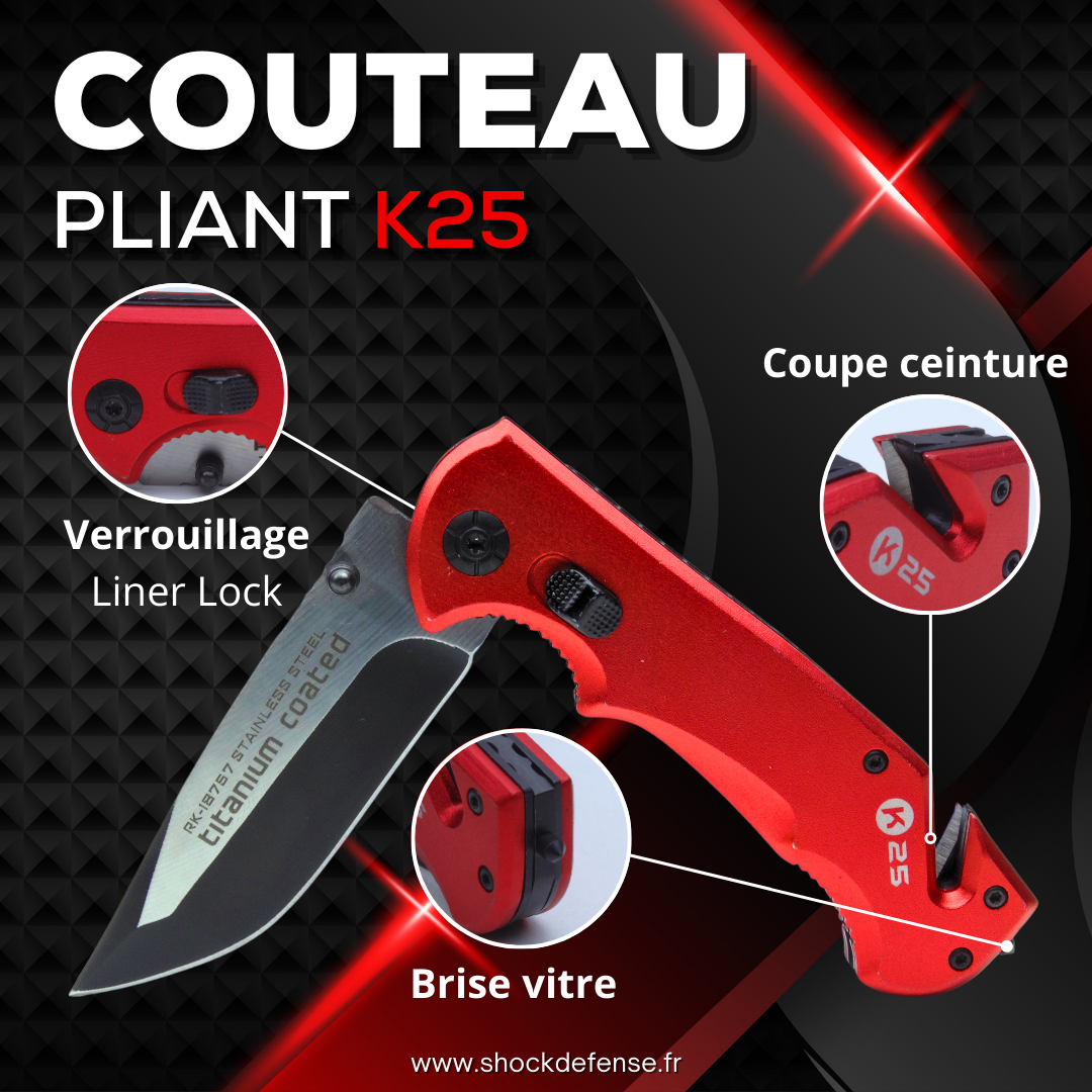 Couteau tactique brise vitre coupe ceinture
