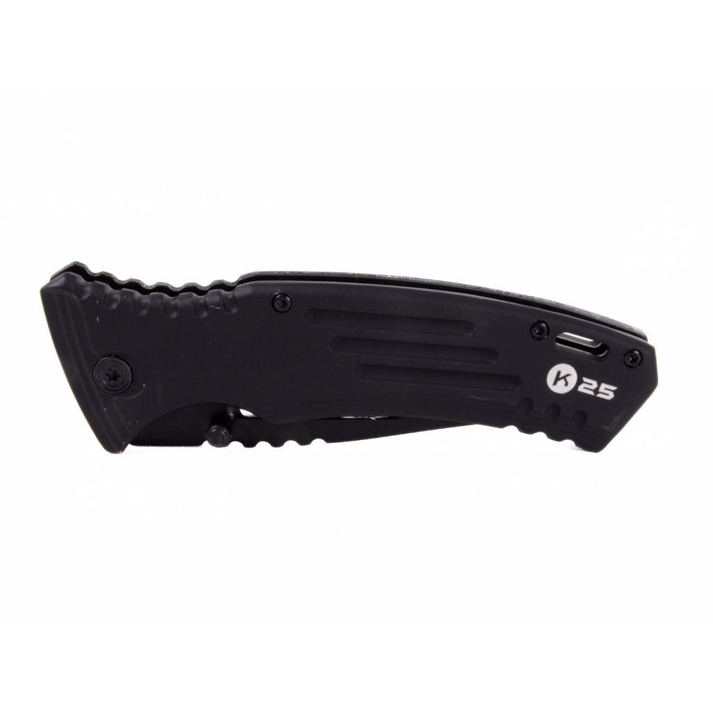 Couteau pliant tactique noir avec scie lame 9 cm