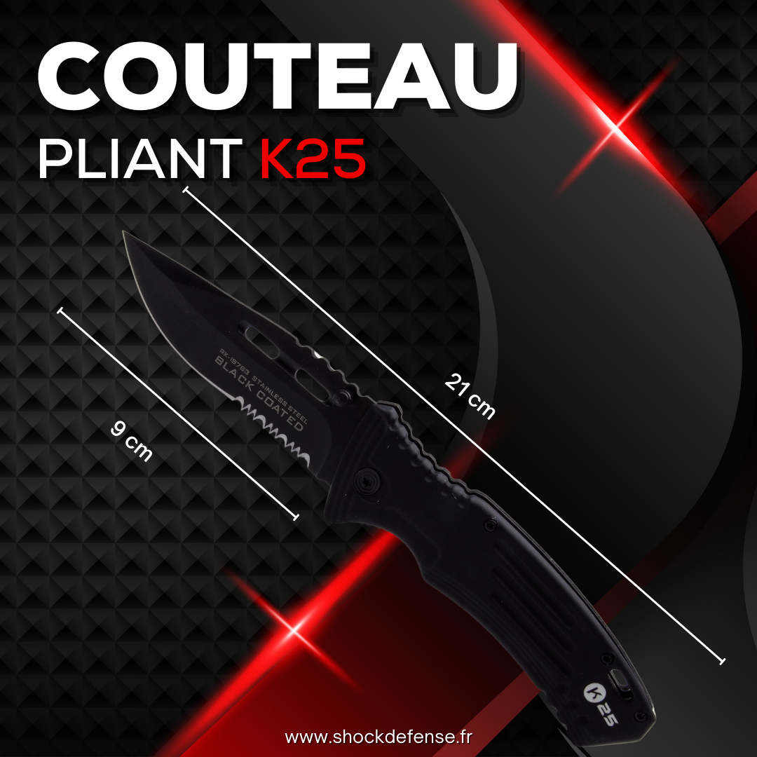 information Couteau tactique avec scie k25 noir