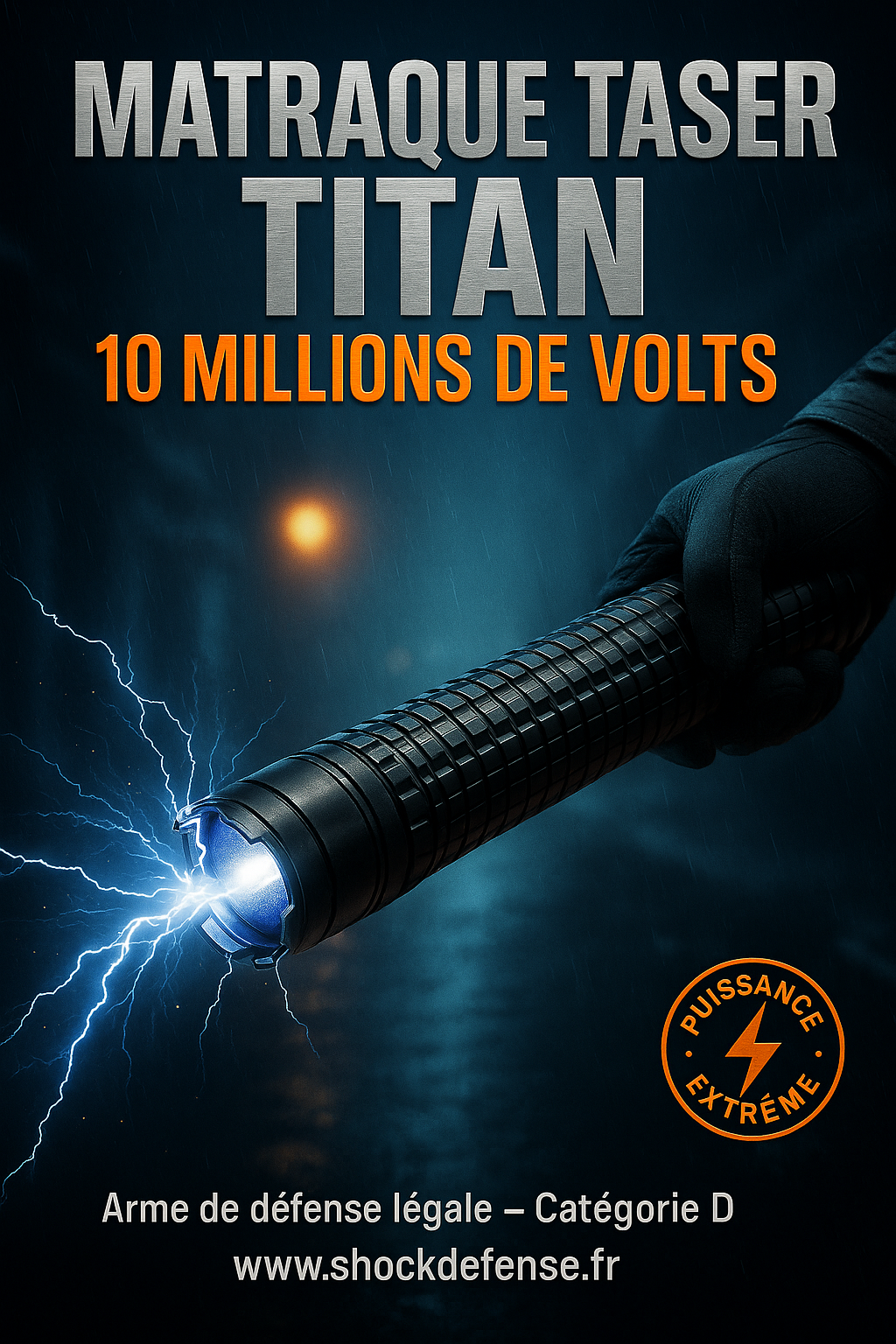 Taser matraque électrique 10 millions volts avec lampe LED pour défense domicile