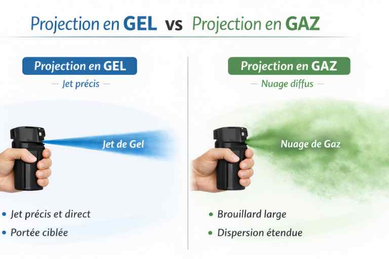 Comparatif projection gel lacrymogène et gaz CS : jet précis vs nuage diffus
