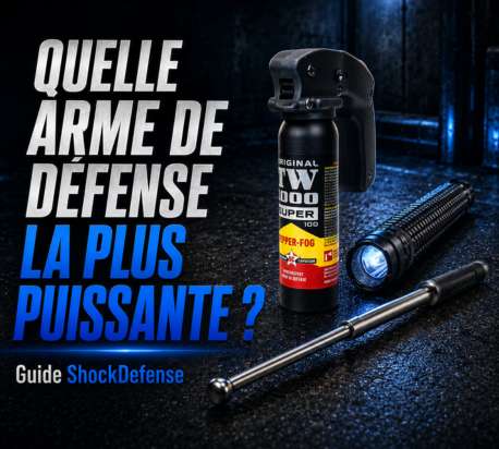 Comparatif des armes de défense les plus puissantes avec bombe lacrymogène, shocker et matraque