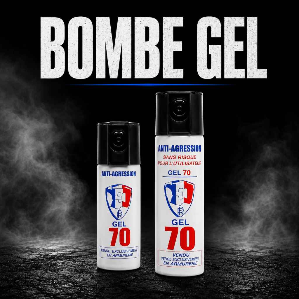 Bombe lacrymogène gel - aérosol anti-agression poivre ou CS